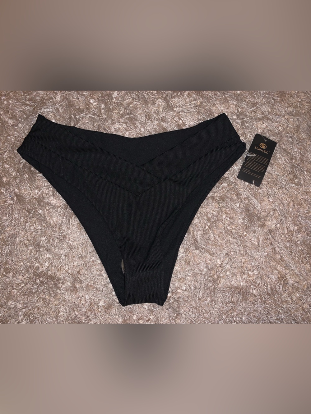 SherryDC Black Swim bottoms with v cut front size M NWT